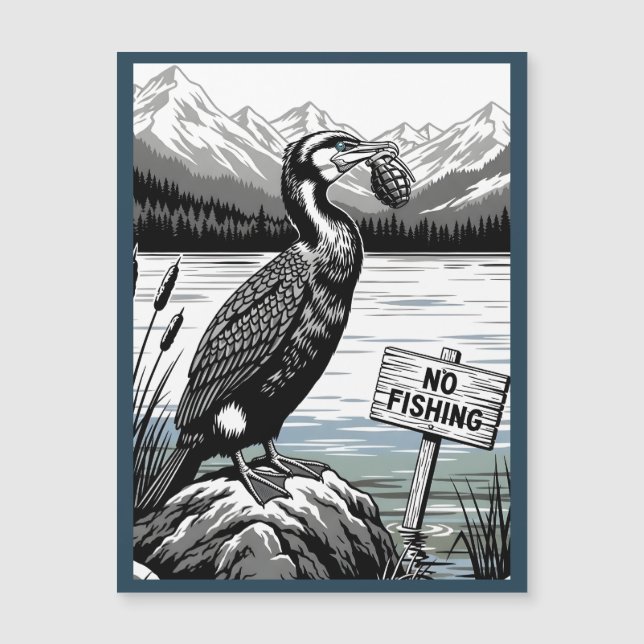 Funny fishing fridge magnet (Front)