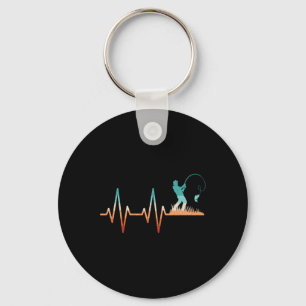 Funny Fishing Heartbeat B Fish Retro Fisherman Keychain