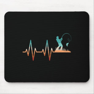 Funny Fishing Heartbeat B Fish Retro Fisherman Mouse Pad