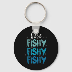 Funny Fishing Here Fishy Love Summer Lake Gift Keychain
