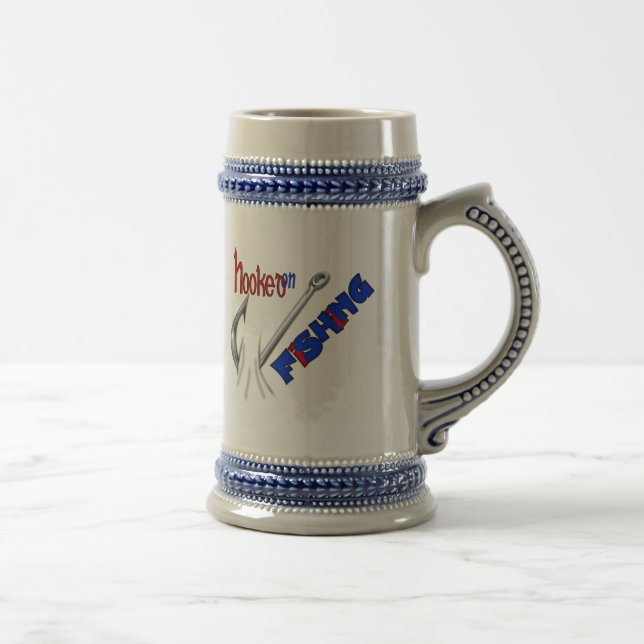 Funny Fishing Hooked On Fishing Beer Stein (Right)
