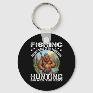 Funny Fishing Hunting Gift Halloween Humour Hunter Keychain