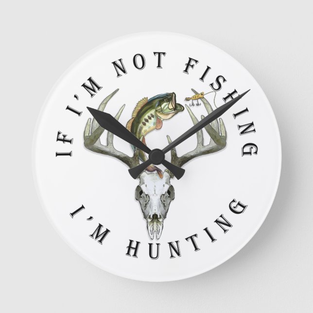 Funny Fishing Hunting Round Clock (Front)