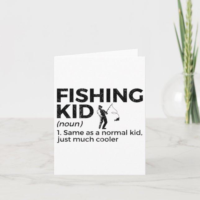 Funny Fishing Kid Definition  Card (Front)