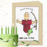 Funny Fishing Male Cartoon Birthday Card<br><div class="desc">Is fishing something that guy loves to do?  This card is a sassy and funny way to wish that special man a "Happy Birthday"</div>