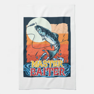 Funny Fishing Master Baiter Kitchen Towel