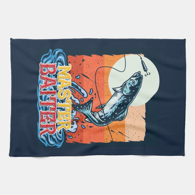 Funny Fishing Master Baiter Kitchen Towel (Horizontal)