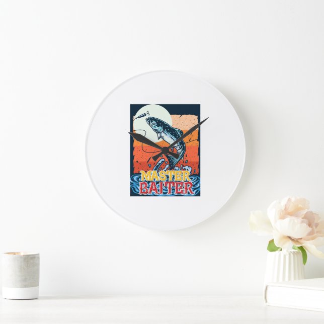 Funny Fishing Master Baiter Large Clock (Home)