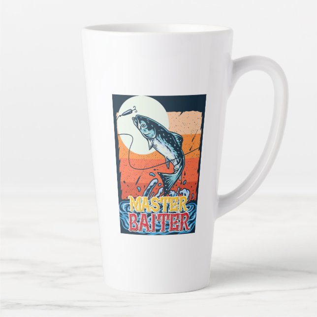 Funny Fishing Master Baiter Latte Mug (Right)