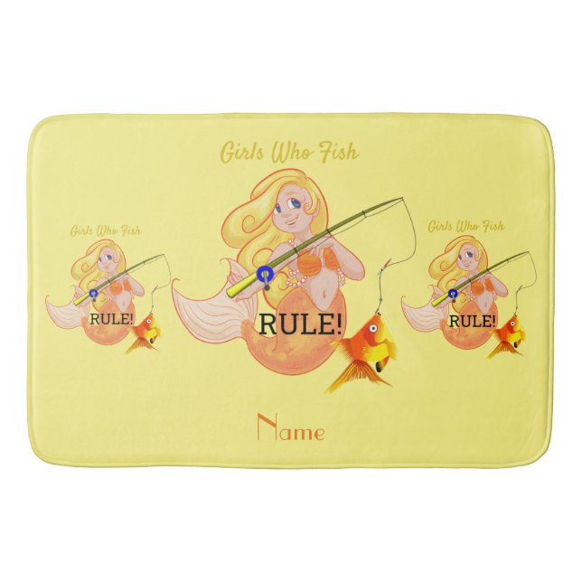 Funny Fishing Mermaid Girl Thunder_Cove  Bath Mat (Front)