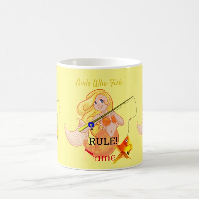 Funny Fishing Mermaid Girl Thunder_Cove  Coffee Mug (Center)