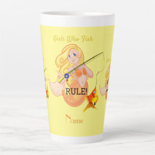 Funny Fishing Mermaid Girl Thunder_Cove   Latte Mug