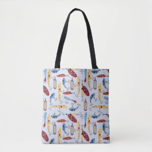 Funny fishing pattern for fishing lover tote bag
