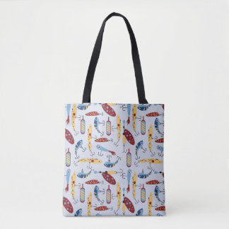 Funny fishing pattern for fishing lover tote bag