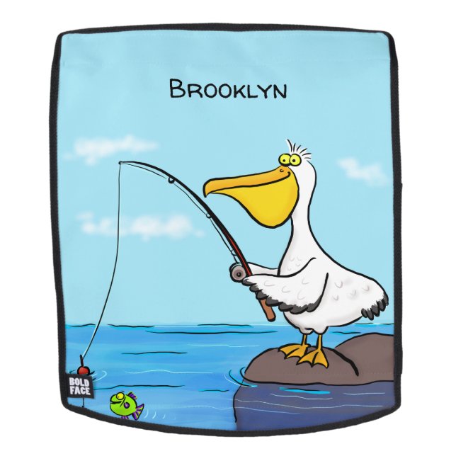 Funny fishing pelican cartoon backpack (Removable Face)