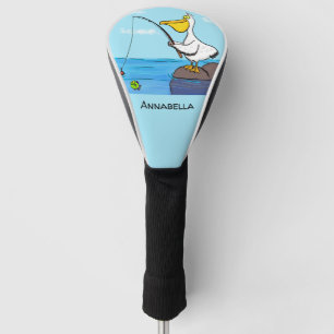 Funny fishing pelican cartoon golf head cover