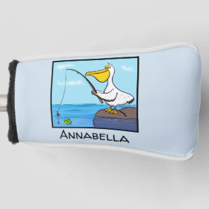 Funny fishing pelican cartoon golf head cover