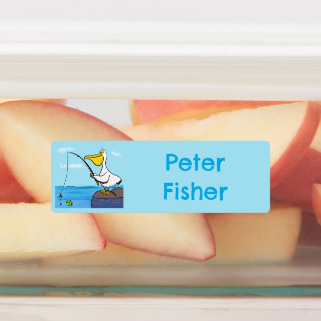 Funny fishing pelican cartoon personalized (Affixed)