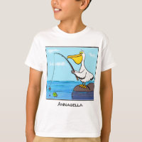 Funny fishing pelican cartoon