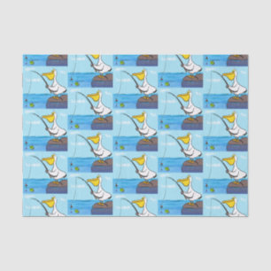 Funny fishing pelican cartoon tissue paper