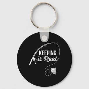 Funny Fishing Pole Keeping It Reel Joke Gift 1 Keychain