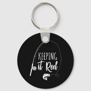 Funny Fishing Pole Keeping It Reel Joke Gift  Keychain