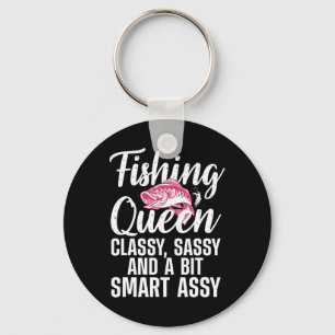 Funny Fishing Queen Design For Women Ladies Fishin Keychain