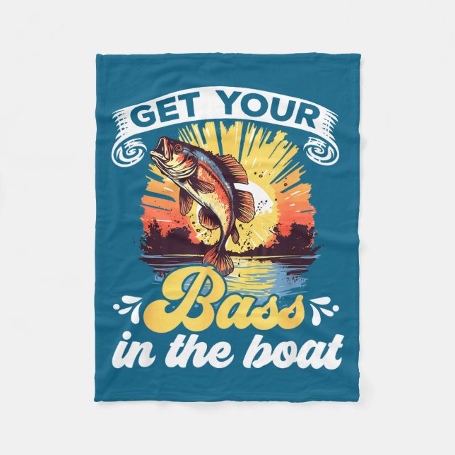 Funny Fishing Quote Hooked On B Fishing  Fleece Blanket (Front)