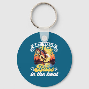 Funny Fishing Quote Hooked On B Fishing Keychain