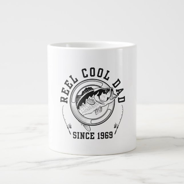 Funny Fishing Quote Reel Cool Dad Since 1969 Large Coffee Mug (Front)