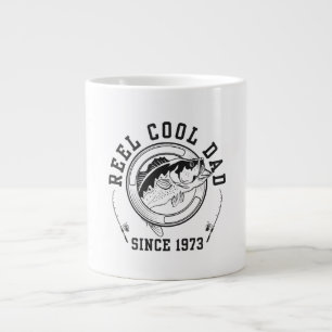 Funny Fishing Quote Reel Cool Dad Since 1973 Large Coffee Mug