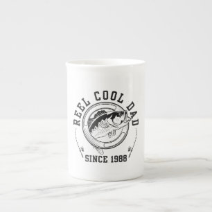 Funny Fishing Quote Reel Cool Dad Since 1988 Bone China Mug