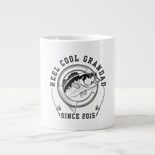 Funny Fishing Quote Reel Cool Grandad Since 2015 Large Coffee Mug