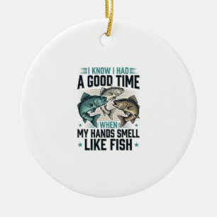 Funny Fishing Quote Vintage Engraving Vector Desig Ceramic Ornament