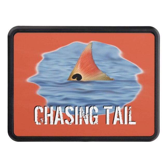 Funny Fishing Redfish Chasing Tail Trailer Hitch Cover (Front)