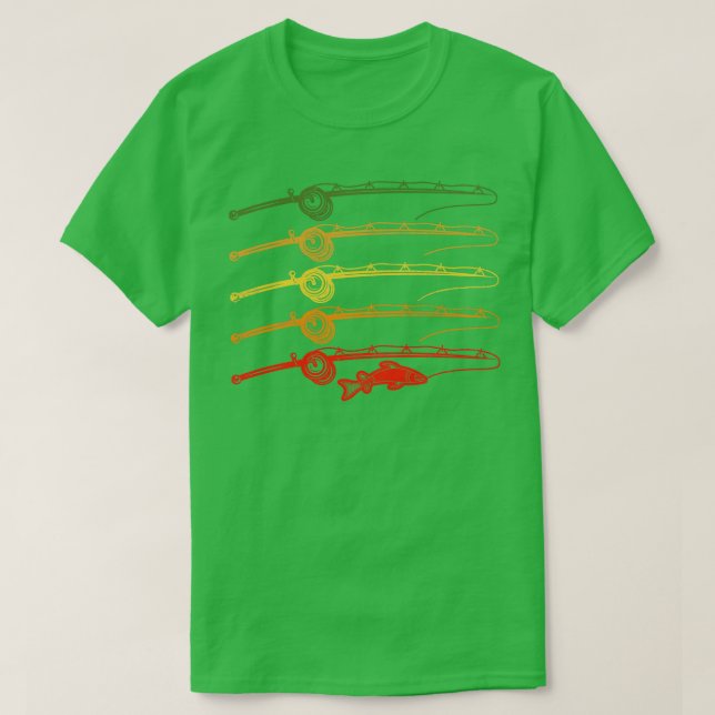 Funny Fishing Retro Vintage Tee Fishing Pole Gift  (Design Front)