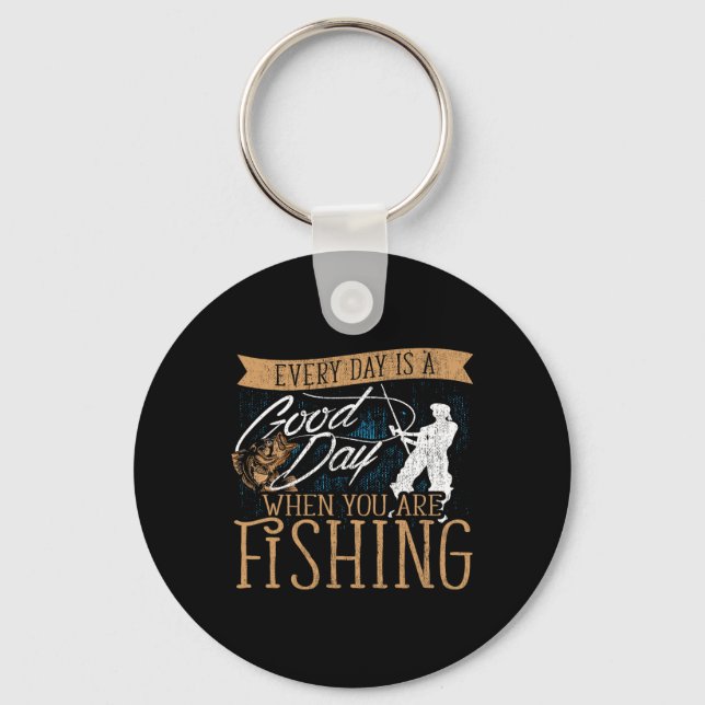 Funny Fishing Rod Fish - Fisherman  Keychain (Front)