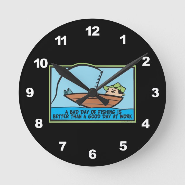 Funny Fishing Round Clock (Front)