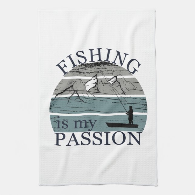 Funny fishing saying kitchen towel (Vertical)
