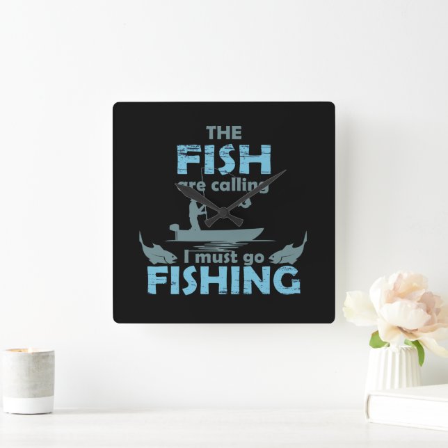 Funny fishing saying square wall clock (Home)