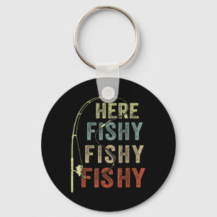 Funny Fishing-shirt Here-fishy B Dad Women Kids To Keychain