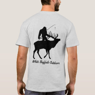 Funny Fishing Shirt with Sasquatch Riding Elk