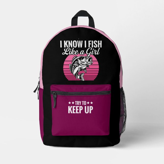 Funny Fishing Theme Printed Backpack (Front)