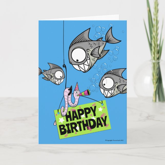 Funny Fishing Themed Birthday Card (Front)
