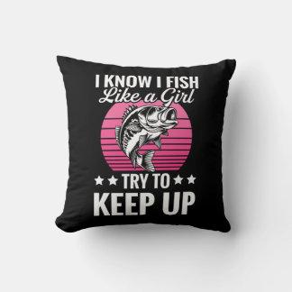Funny Fishing Themed Throw Pillow