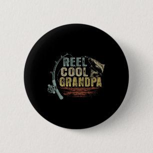 Funny Fishing Vintage Reel Cool Grandpa 2 Inch Round Button