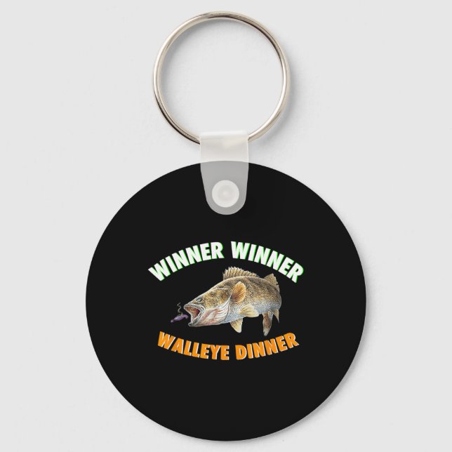 Funny Fishing Winner Winner Walleye Dinner Fish Fr Keychain (Front)