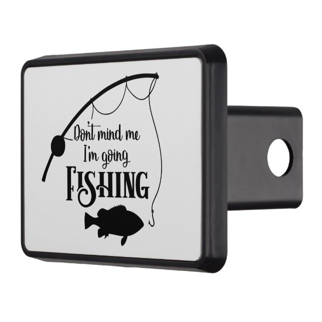 funny fishing word art trailer hitch cover (Left)