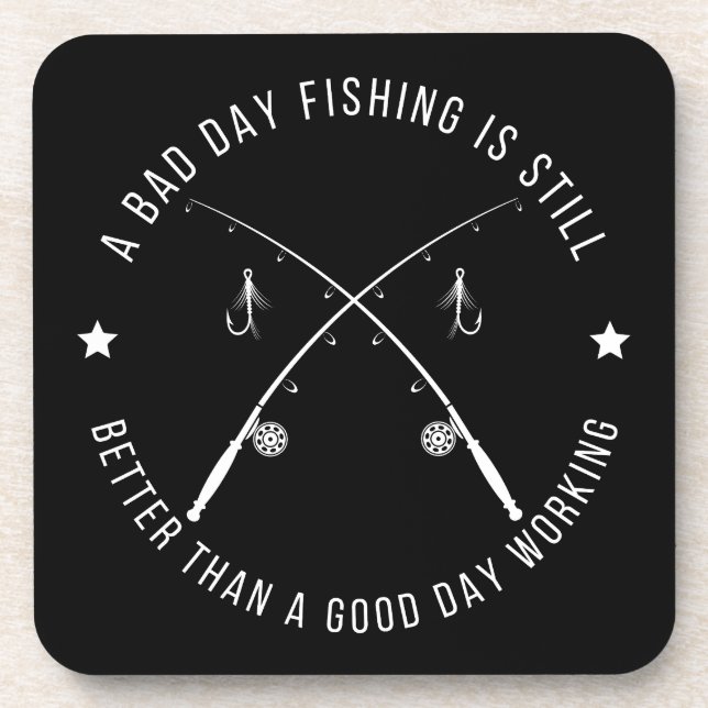 Funny Fishing Work Quote Coaster (Front)