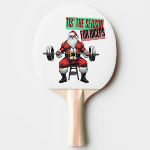 Funny Fitness Christmas Bicep Curls Barbell Santa Ping Pong Paddle